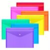 7pcs Random Color Clear Plastic Envelopes with Snap Button Closure, A4 Size Document File Folders, Letter Size, Durable Poly Material, for School Office Supplies