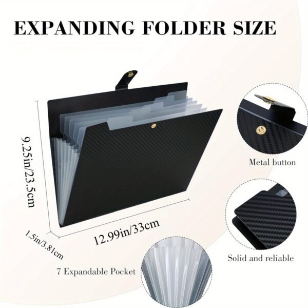 Modern Expanding File Folder with 7 Compartments for Documents and Office Organization