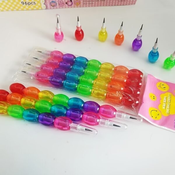 4 Rainbow-Colored Mechanical Pencils That Can Be Assembled Freely, No Sharpening Needed, Available in Round Shapes
