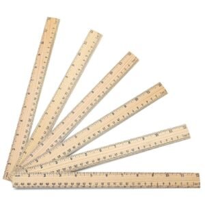 6pcs Wooden Ruler Student Rulers Wooden School Rulers Office Ruler Measuring Ruler, 2 Scale (12 Inch And 30 Cm)