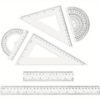 6pcs Geometry Ruler Set - Clear Plastic, Inch & Metric Measurements, Includes 30.48cm & 15.24cm Straight Edges, Protractors, and Triangles