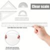6pcs Geometry Ruler Set - Clear Plastic, Inch & Metric Measurements, Includes 30.48cm & 15.24cm Straight Edges, Protractors, and Triangles