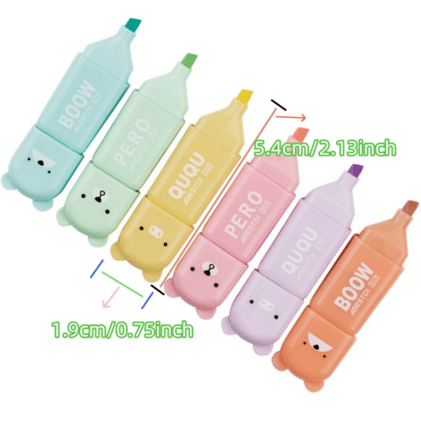 Adorable Mini Bear Highlighter, Colorful Marker Pen Set