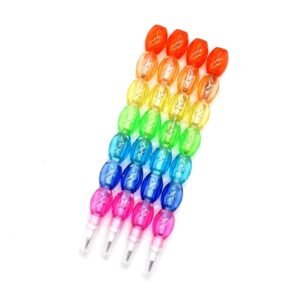 4 Rainbow-Colored Mechanical Pencils That Can Be Assembled Freely, No Sharpening Needed, Available in Round Shapes