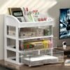 Modern Desktop Organizer with Transparent Drawers for Stationery and Office Storage