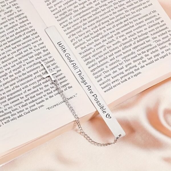 Elegant Stainless Steel Bookmark with Inspirational Quote for Reading and Daily Journaling