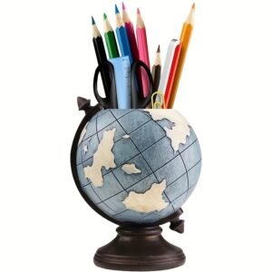 Creative Globe Pen Holder for Desk Organization and Stationery Storage