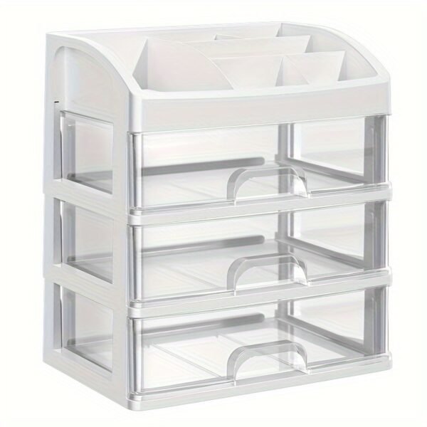 Modern Desktop Organizer with Transparent Drawers for Stationery and Office Storage