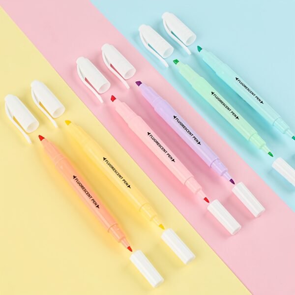 6pcs Macaron Pastel Highlighters with Chisel & Fine Tips, Flexible Soft Grip for Daily Office Use
