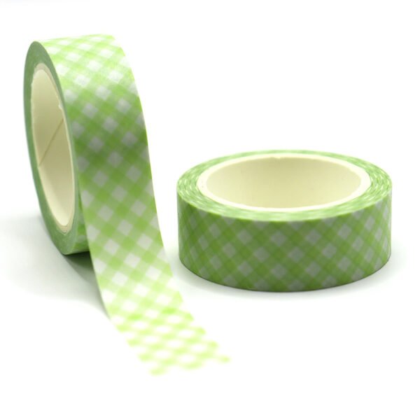 Green Plaid Washi Tape for Journaling Scrapbooking and Creative Stationery Projects