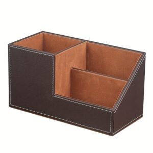 Premium Faux Leather Desk Organizer with Pen Holder for Office and Workspace Essentials
