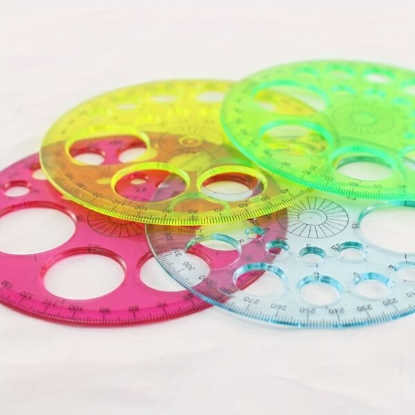 5pcs Random Creative Multi-Functional Pattern Ruler Set, Circular Ruler with Circles and Degrees, for Drawing, Repair, Office, and School Supplies