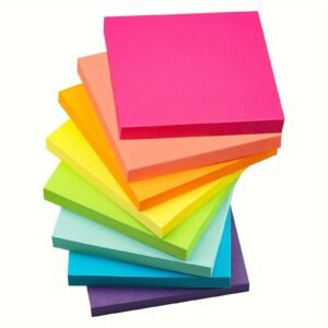 6-color Fluorescent Adhesive Notes, 7.62x7.62 cm, Brightly Colored Self-adhesive Notes, Easy to Post, Suitable for Home, Office, Notepad