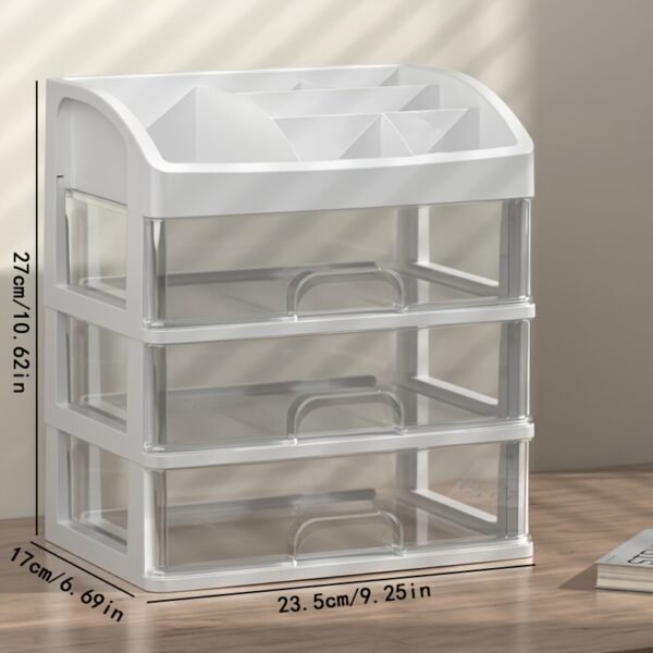 Modern Desktop Organizer with Transparent Drawers for Stationery and Office Storage
