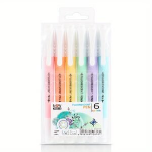 6pcs Macaron Pastel Highlighters with Chisel & Fine Tips, Flexible Soft Grip for Daily Office Use