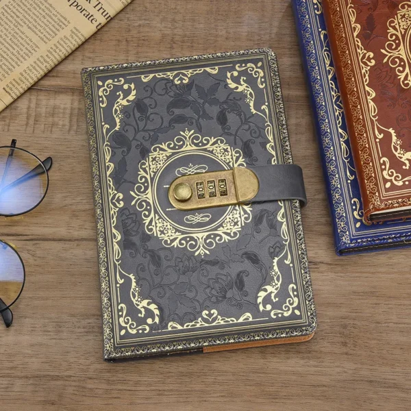 Retro Digital Password Notebook Journal With Lock A5,Diary Perfect for Men and Women-PU Leather Combination Lock Persons Privacy - Assorted Colors