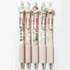 5Pcs Chinese Style Soft Grip Press Type Gel Pen 0.5 Black Ink Neutral Pen Lovely Signature Pen Writing Tool Student Supplies