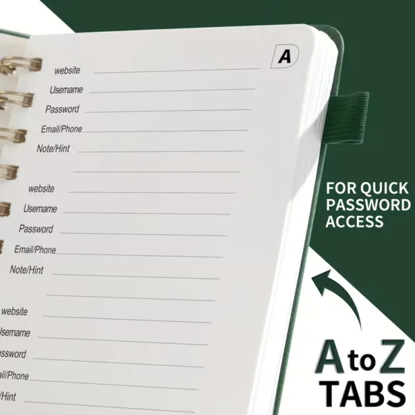 Senior-Friendly Password Book with A-Z Tabs-Password Organizer, Thick Paper Password Journal, -Friendly Memory Aid&login Logbook