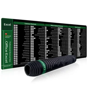 EXCO Excel Shortcuts Mouse Pad Large Extended Office Computer Desk Mat Big Keyboard Mousepad with Stitched Edge Non-Slip Base