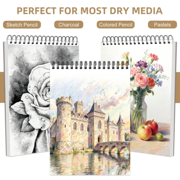 9" x 12" Sketch Book, Top Spiral Sketchbook, 68lb/100gsm Drawing Paper Pad & Sketch Paper, 1-Pack Sketch Pads for Drawing etc
