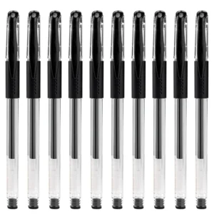 10Pcs 0.5mm Gel Rollerball Pen Set, Black Ink Smooth Writing Pens for School Office Stationery