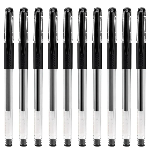 10Pcs 0.5mm Gel Rollerball Pen Set, Black Ink Smooth Writing Pens for School Office Stationery