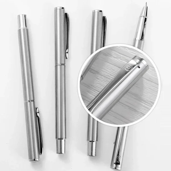 Luxury Metal Fountain Pen 0.8mm Curved Nib Student Writing Pen School Art Exercise Signature Supplies Office Stationery