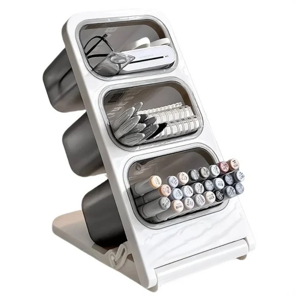 Modern Multi Compartment Desk Organizer for Pens Markers and Stationery Storage