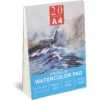 Watercolour Paper Pad A4 x 20 Sheets – Natural White 300 GSM Student Grade, Cold-Pressed, Glue Bound Water Colour Sketchbook