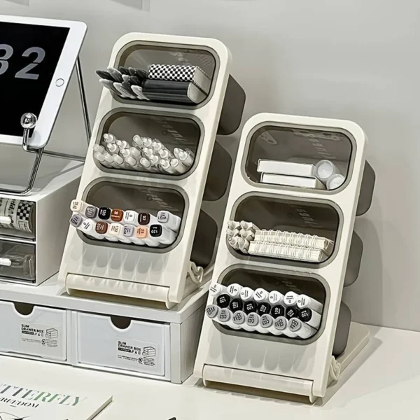 Modern Multi Compartment Desk Organizer for Pens Markers and Stationery Storage