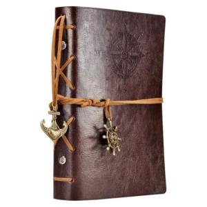 Writing Journal Spiral Notebook Diary Notepad Vintage Nautical Pirate Anchors PU Leather Retro Pendants Note Book Sketchbook