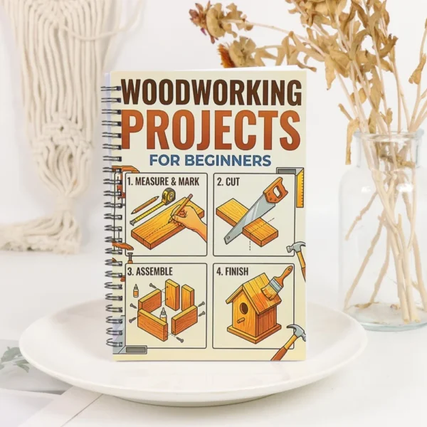 Woodworking Project Spiral Notebook, DIY Handmade Record Book, Practical Father's Day Gift, Woodworking Journal for Enthusiasts