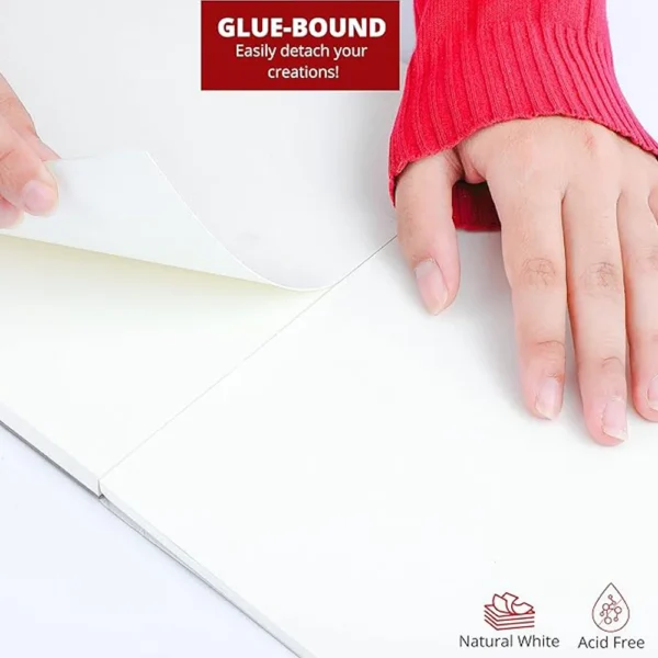 Watercolour Paper Pad A4 x 20 Sheets – Natural White 300 GSM Student Grade, Cold-Pressed, Glue Bound Water Colour Sketchbook