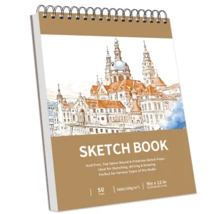 9" x 12" Sketch Book, Top Spiral Sketchbook, 68lb/100gsm Drawing Paper Pad & Sketch Paper, 1-Pack Sketch Pads for Drawing etc