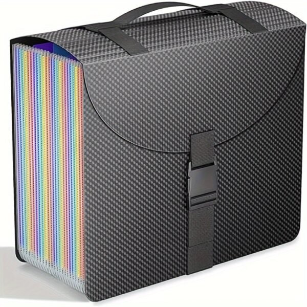 Expandable File Folder with Handle, 25-pocket Accordion File Organizer, Portable Expandable File Box, Sturdy Accordion File Storage Case with Labels for Documents, Bills, Receipts, A4