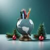 Creative Globe Pen Holder for Desk Organization and Stationery Storage