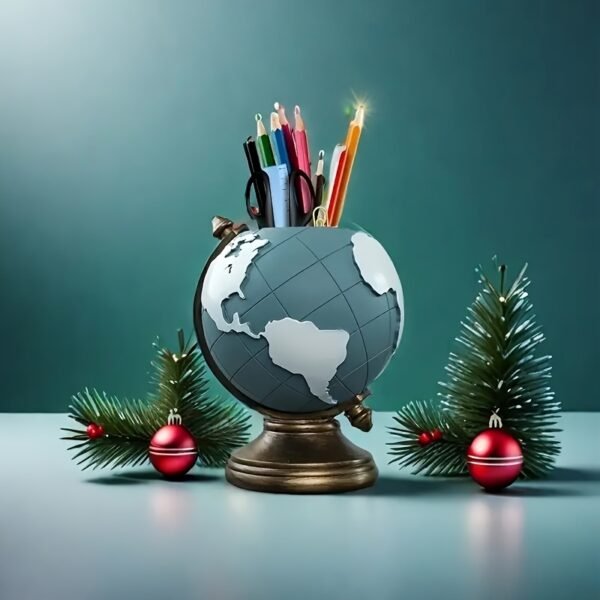 Creative Globe Pen Holder for Desk Organization and Stationery Storage