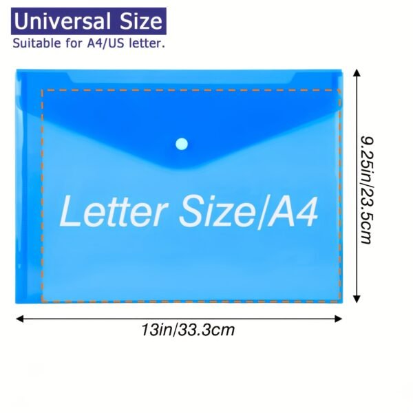 7pcs Random Color Clear Plastic Envelopes with Snap Button Closure, A4 Size Document File Folders, Letter Size, Durable Poly Material, for School Office Supplies