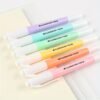 6pcs Macaron Pastel Highlighters with Chisel & Fine Tips, Flexible Soft Grip for Daily Office Use