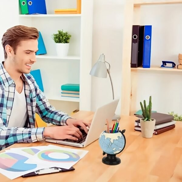 Creative Globe Pen Holder for Desk Organization and Stationery Storage