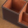 Premium Faux Leather Desk Organizer with Pen Holder for Office and Workspace Essentials
