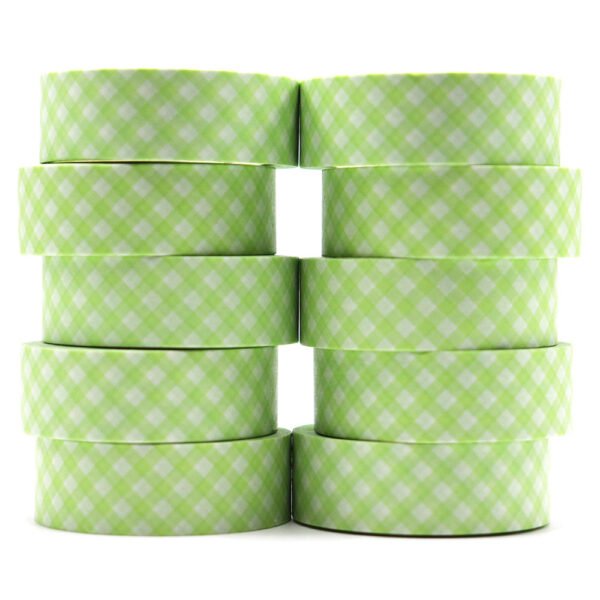 Green Plaid Washi Tape for Journaling Scrapbooking and Creative Stationery Projects