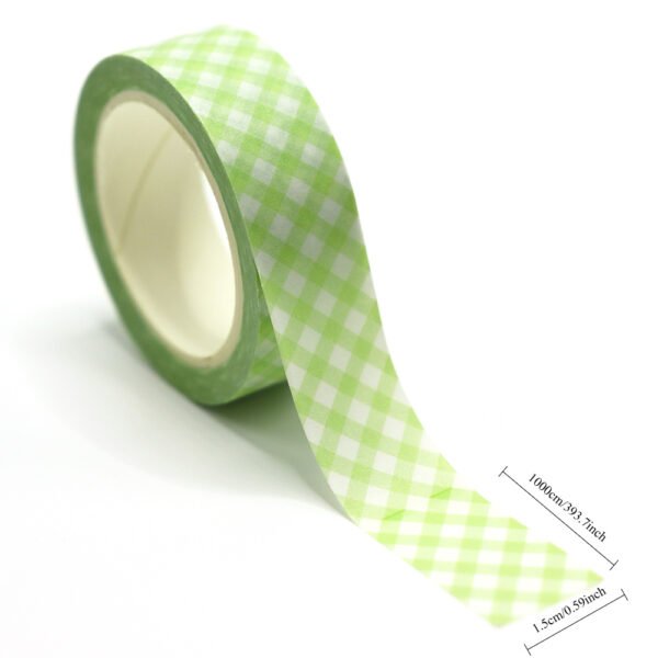 Green Plaid Washi Tape for Journaling Scrapbooking and Creative Stationery Projects