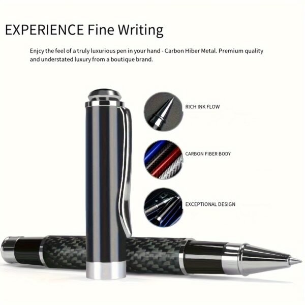 Carbon Fiber Signature Pen, Premium Metal Gel Ink Pen with a Micro Point 0.5Mm Black Ink for Smooth Writing Ballpoint - Assorted Colors