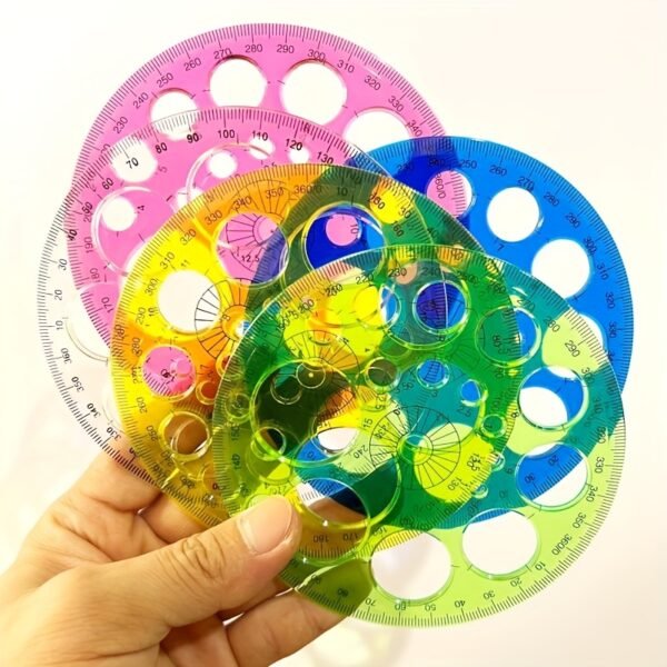 5pcs Random Creative Multi-Functional Pattern Ruler Set, Circular Ruler with Circles and Degrees, for Drawing, Repair, Office, and School Supplies